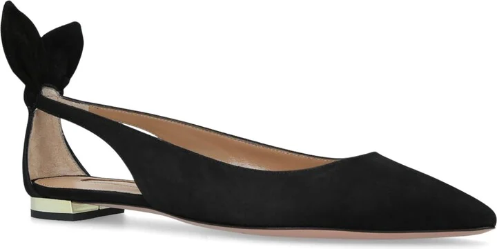 Aquazzura Suede Bow Tie Ballet Flats