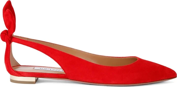 Aquazzura Suede Bow Tie Ballet Flats