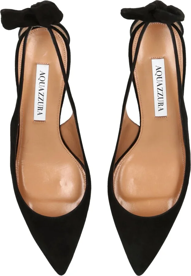 Aquazzura Suede Bow Tie Pumps 50 - Image 3