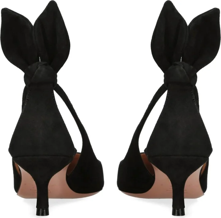 Aquazzura Suede Bow Tie Pumps 50 - Image 4