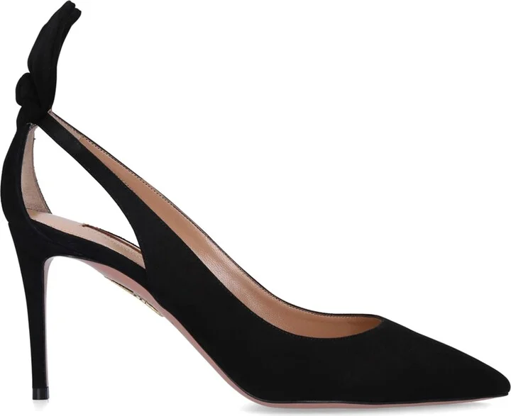 Aquazzura Suede Bow Tie Pumps 85 - Image 3