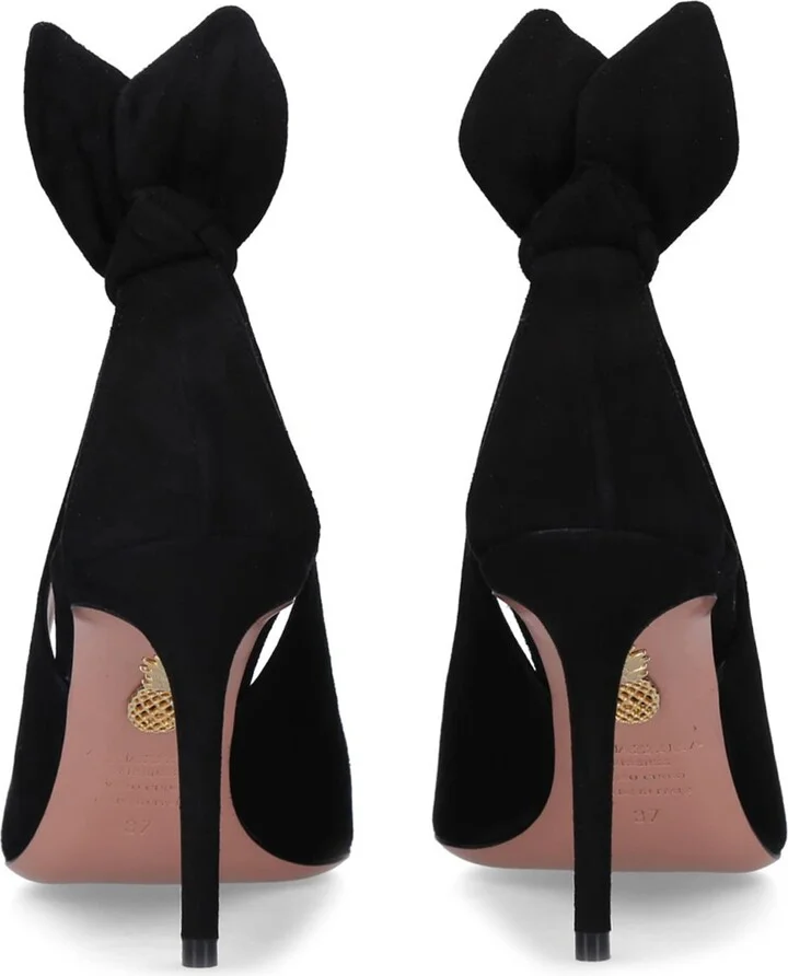 Aquazzura Suede Bow Tie Pumps 85 - Image 5
