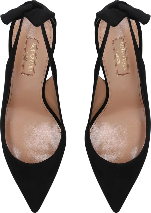 Aquazzura Suede Bow Tie Pumps 85 - Image 6