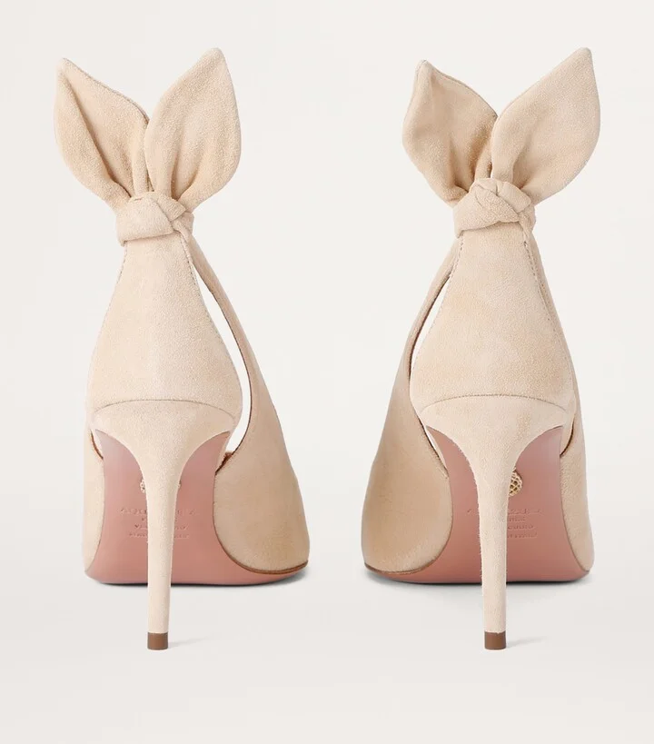 Aquazzura Suede Bow Tie Pumps 85 - Image 2