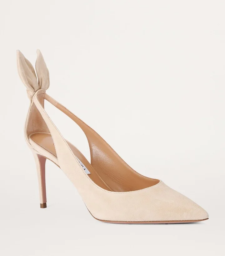 Aquazzura Suede Bow Tie Pumps 85 - Image 3