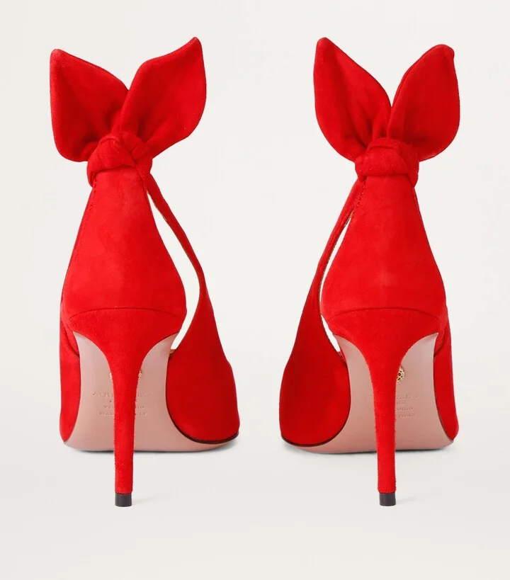 Aquazzura Suede Bow Tie Pumps 85 - Image 2