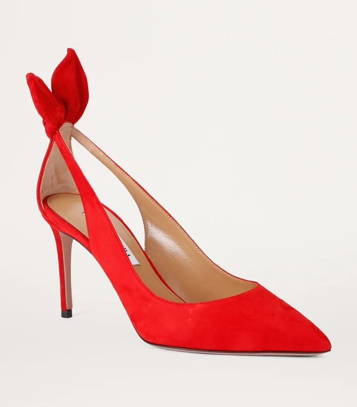 Aquazzura Suede Bow Tie Pumps 85 - Image 3