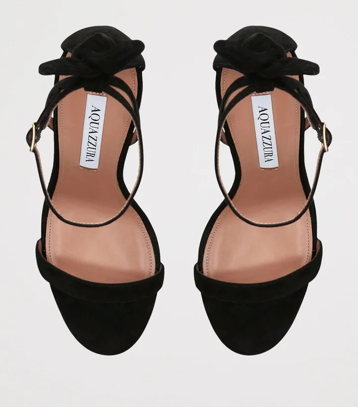 Aquazzura Suede Bow Tie Sandals 105 - Image 4