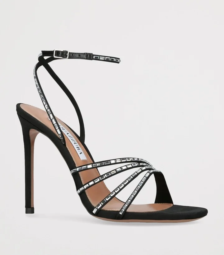 Aquazzura Suede Embellished Mistica Sandals 105 - Image 3