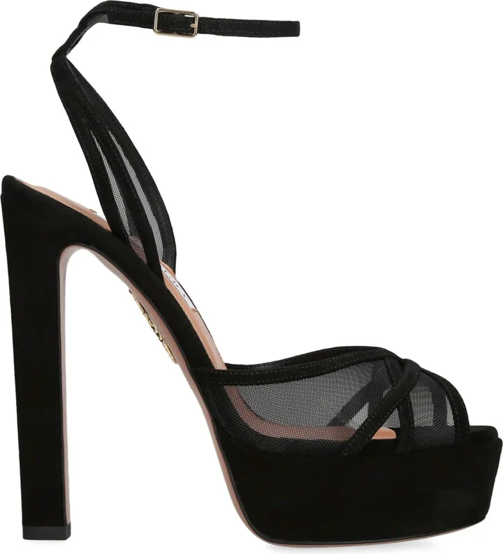 Aquazzura Suede Shear Plateau Platform Sandals 130