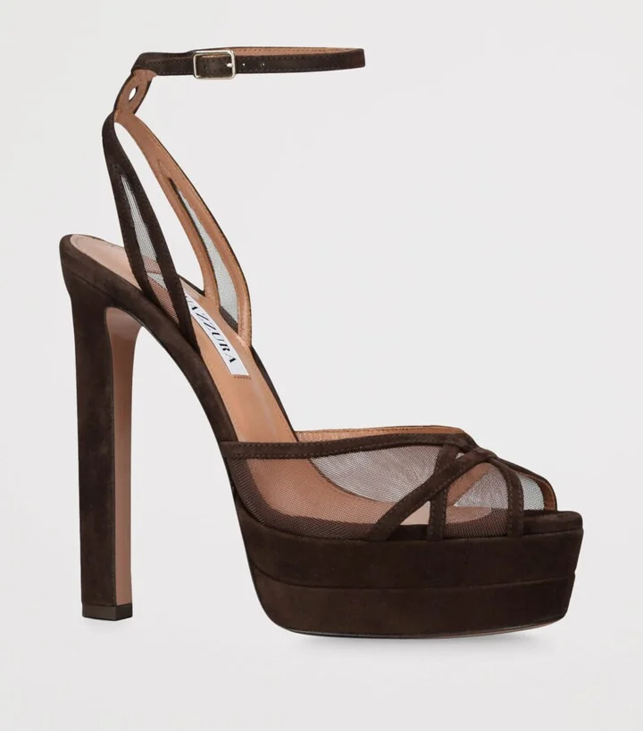 Aquazzura Suede Shear Plateau Sandals 130 - Image 3