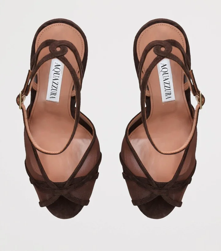 Aquazzura Suede Shear Plateau Sandals 130 - Image 4