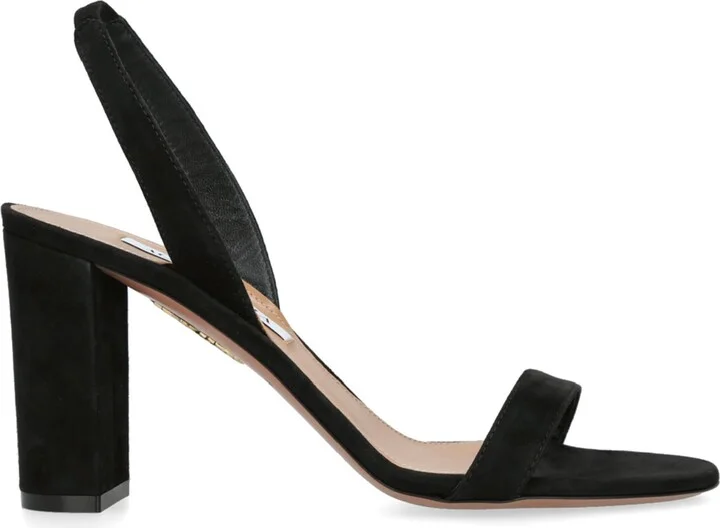 Aquazzura Suede So Nude Block Sandals 85