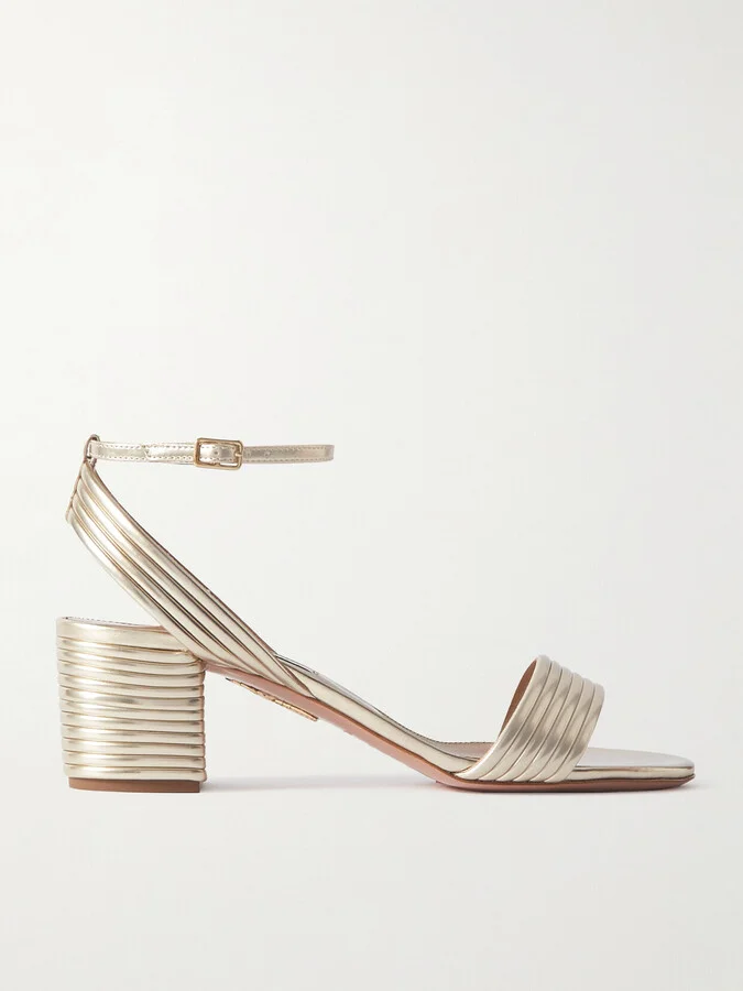 Aquazzura - Sundance 50 Metallic Vegan Leather Sandals - Gold