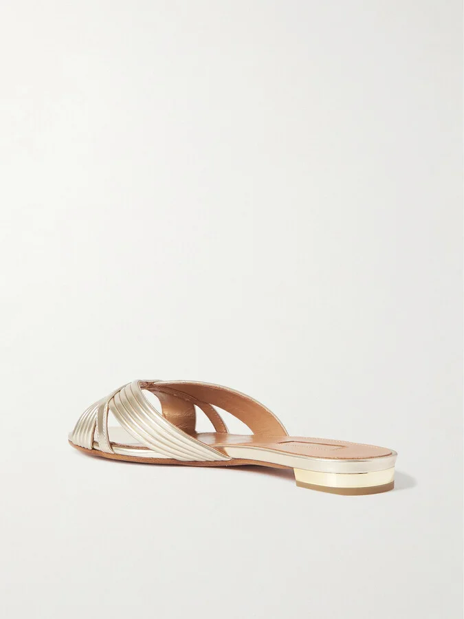Aquazzura - Sundance Metallic Vegan Leather Slides - IT36 - Image 3