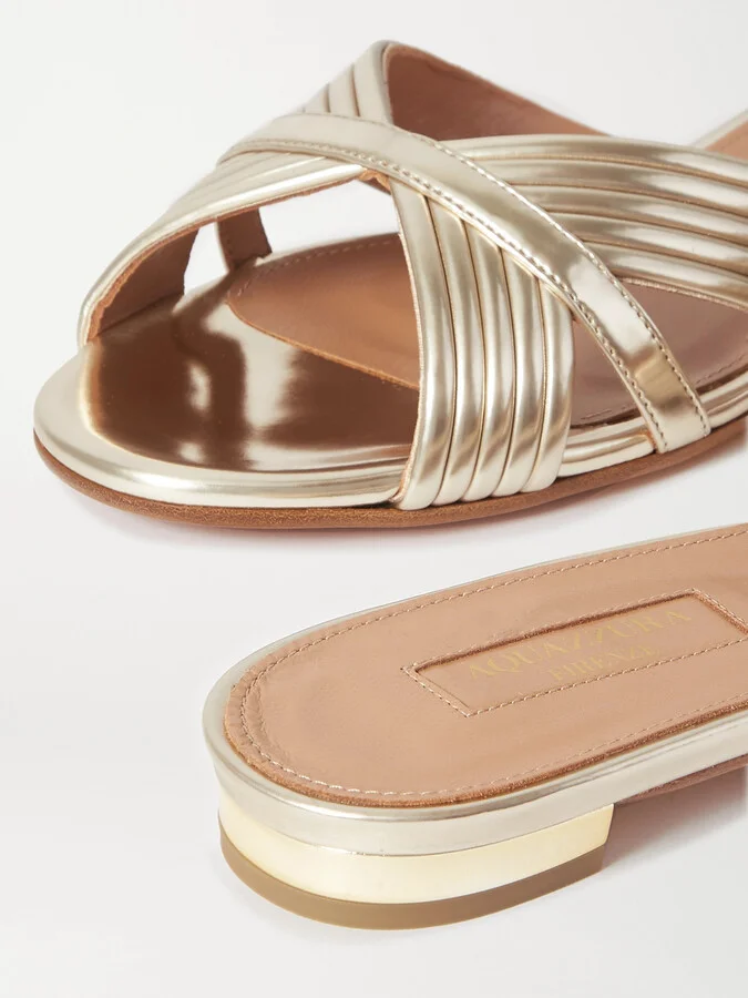 Aquazzura - Sundance Metallic Vegan Leather Slides - IT36 - Image 4