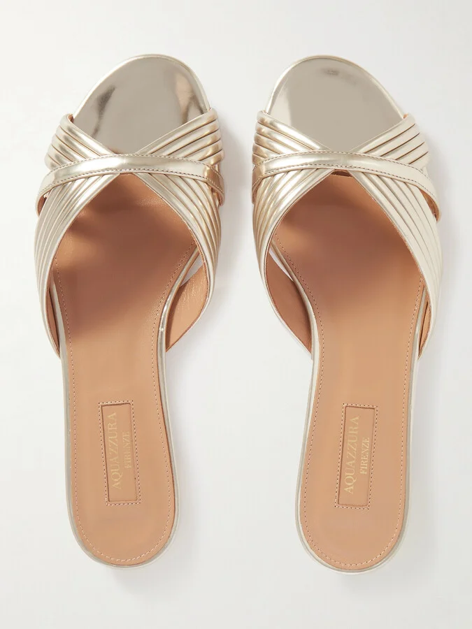 Aquazzura - Sundance Metallic Vegan Leather Slides - IT36 - Image 5