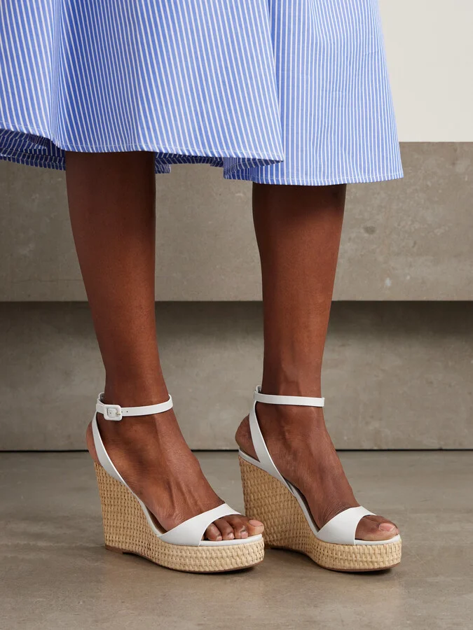 Aquazzura - Sunseeker 110 Leather Wedges Platform Sandals - White - Image 2