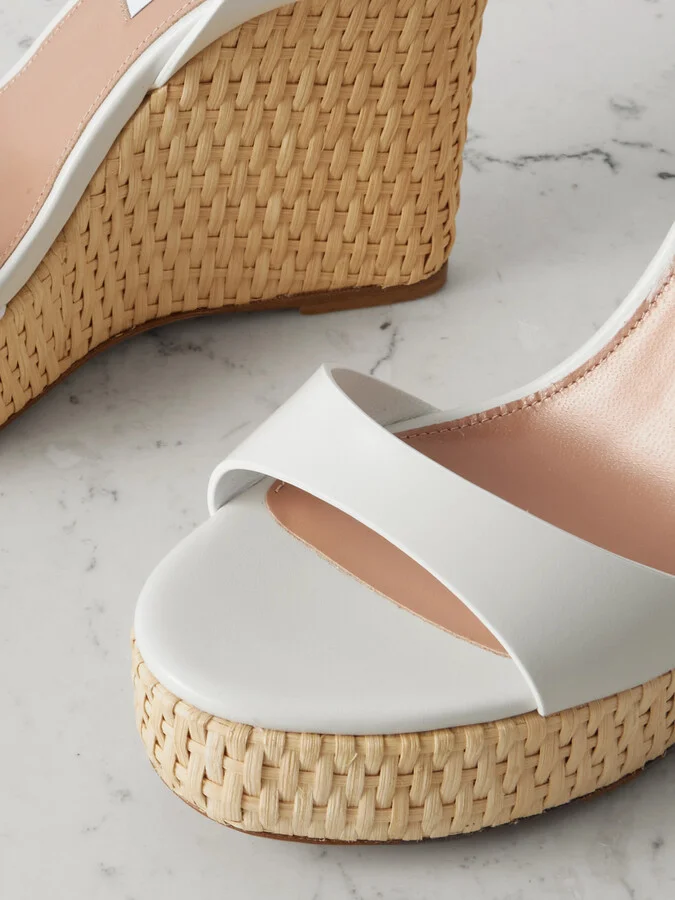 Aquazzura - Sunseeker 110 Leather Wedges Platform Sandals - White - Image 4