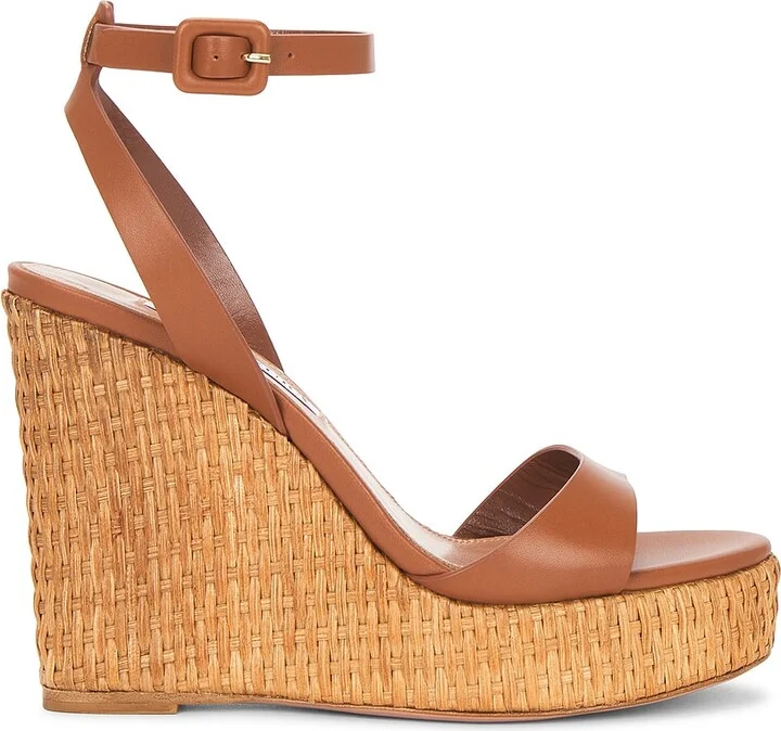 Aquazzura Sunseeker 110 Wedge Sandal in Brown