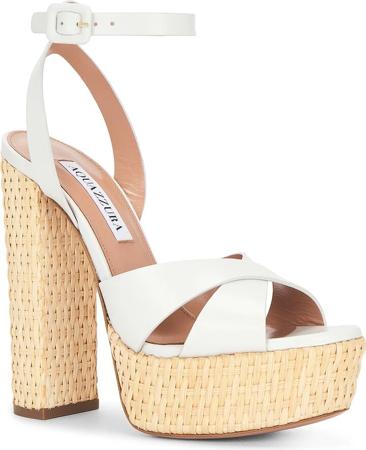 Aquazzura Sunseeker 140 Plateau Sandal in White - Image 2