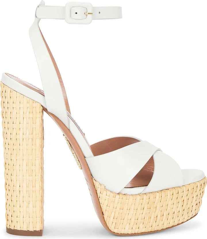 Aquazzura Sunseeker 140 Plateau Sandal in White