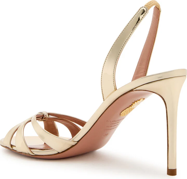 Aquazzura Tati 85 Metallic-leather Slingback Sandals - Image 2