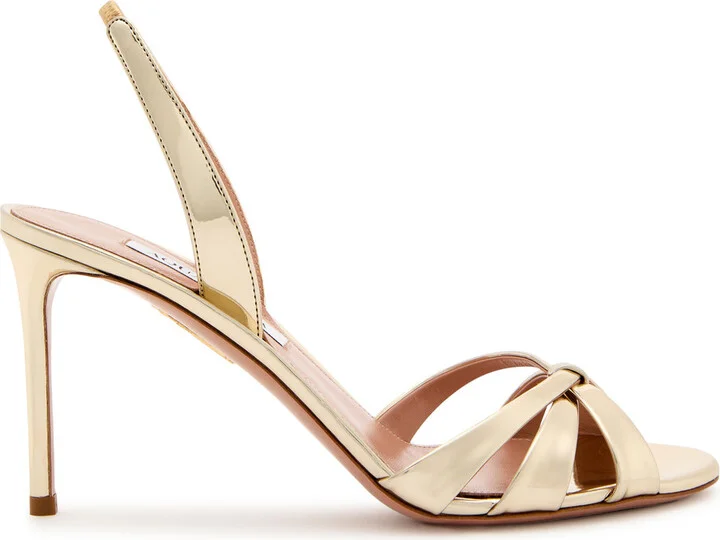 Aquazzura Tati 85 Metallic-leather Slingback Sandals