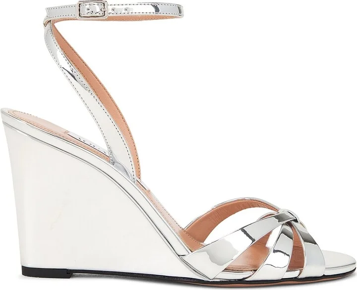 Aquazzura Tati 85 Wedge in Metallic Silver