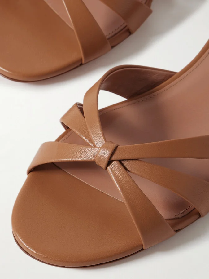 Aquazzura - Tati Leather Slides - Brown - Image 4