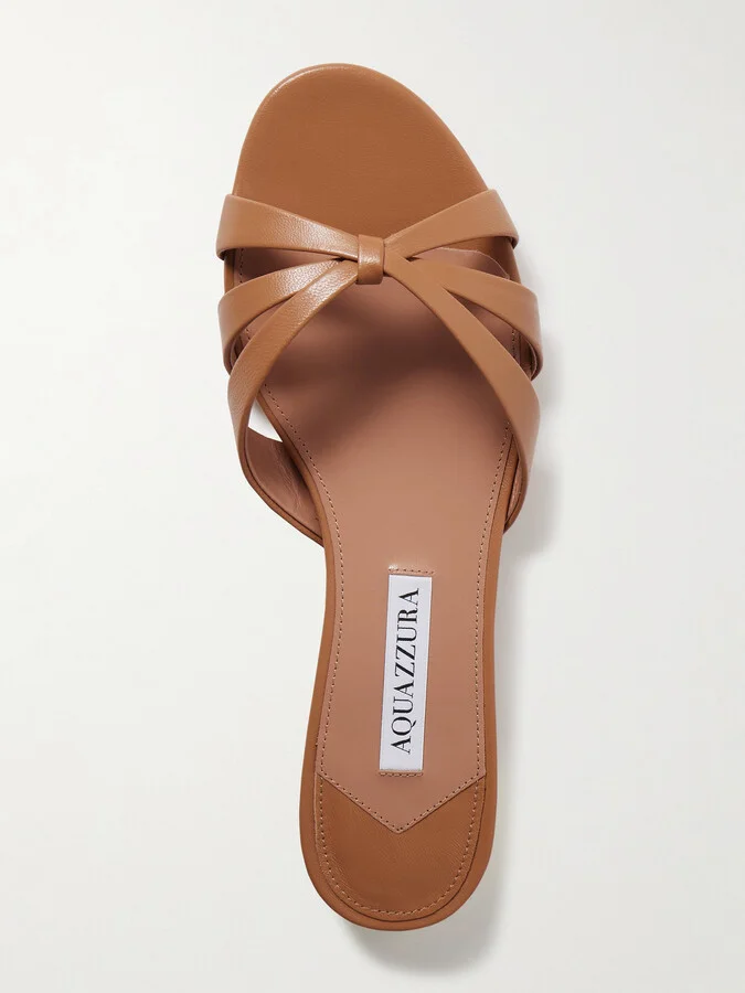 Aquazzura - Tati Leather Slides - Brown - Image 5
