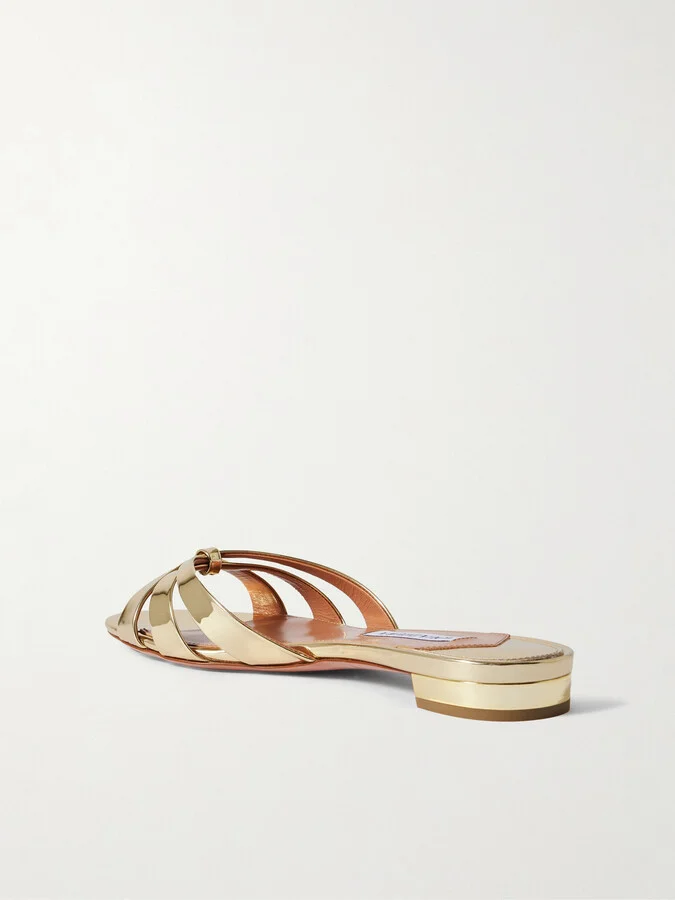 Aquazzura - Tati Mirrored Sandals - Gold - Image 3