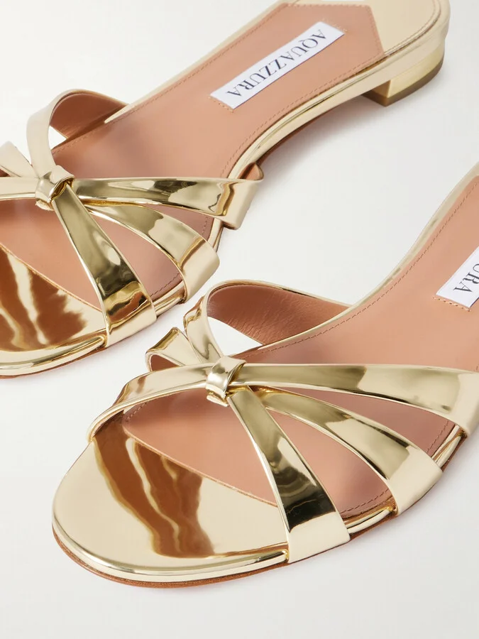 Aquazzura - Tati Mirrored Sandals - Gold - Image 4