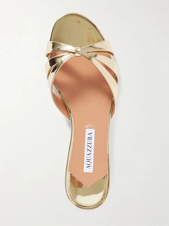 Aquazzura - Tati Mirrored Sandals - Gold - Image 5