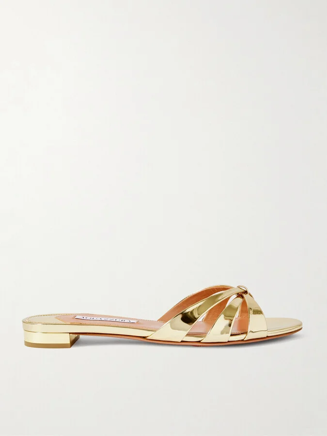 Aquazzura - Tati Mirrored Sandals - Gold