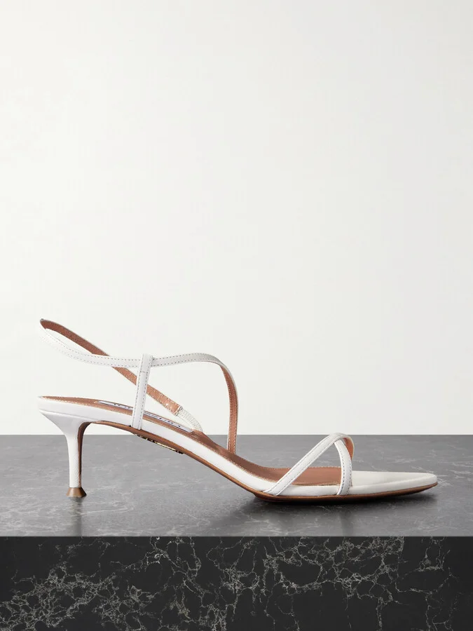 Aquazzura - Tease 50 Leather Sandals - White