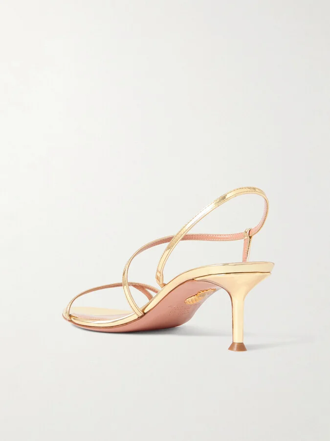 Aquazzura - Tease 50 Metallic Leather Sandals - Gold - Image 3