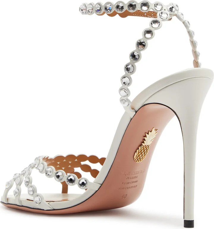 Aquazzura Tequila 105 Embellished Leather Sandals - Image 2