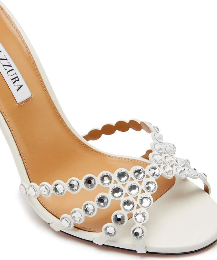 Aquazzura Tequila 105 Embellished Leather Sandals - Image 3