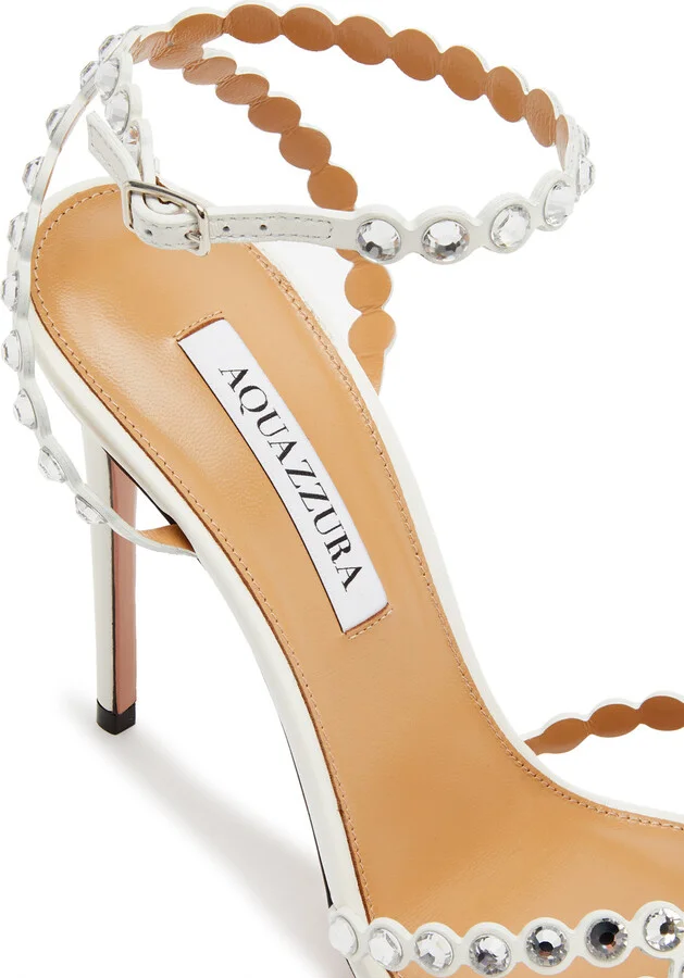 Aquazzura Tequila 105 Embellished Leather Sandals - Image 4