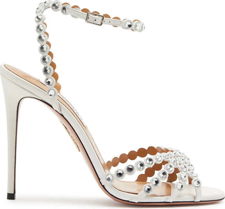 Aquazzura Tequila 105 Embellished Leather Sandals
