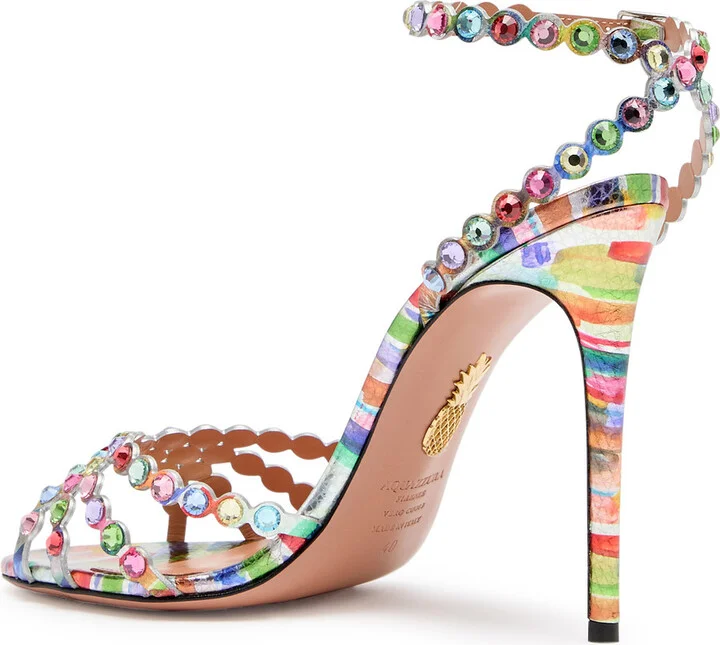 Aquazzura Tequila 105 Printed Leather Sandals - Image 2