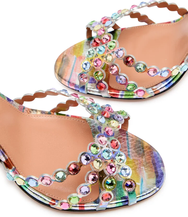 Aquazzura Tequila 105 Printed Leather Sandals - Image 3