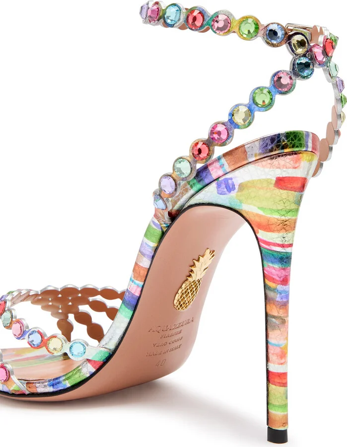 Aquazzura Tequila 105 Printed Leather Sandals - Image 4