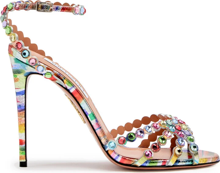 Aquazzura Tequila 105 Printed Leather Sandals