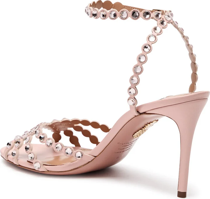 Aquazzura Tequila 85 Embellished Leather Sandals - Image 2
