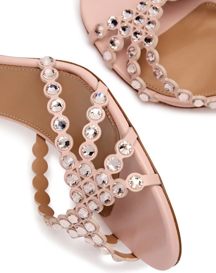Aquazzura Tequila 85 Embellished Leather Sandals - Image 3