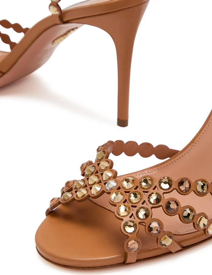 Aquazzura Tequila 85 Embellished Leather Sandals - Image 4