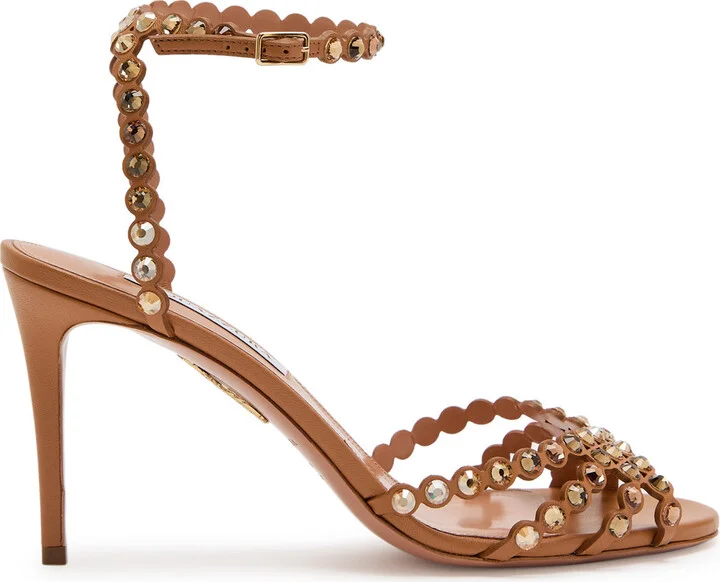 Aquazzura Tequila 85 Embellished Leather Sandals