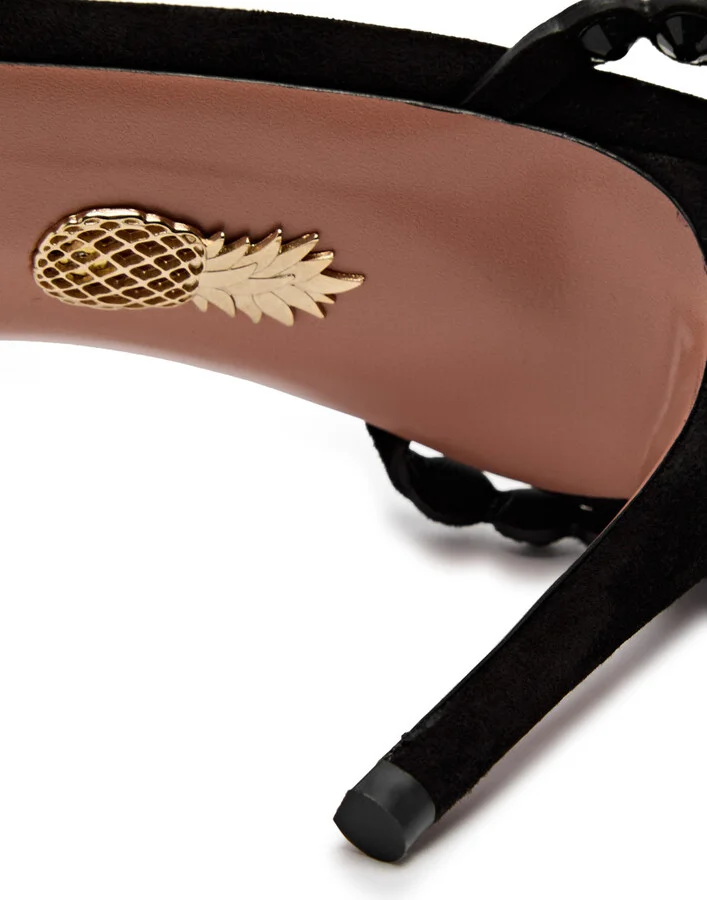 Aquazzura Tequila 85 Embellished Suede Sandals - Image 4